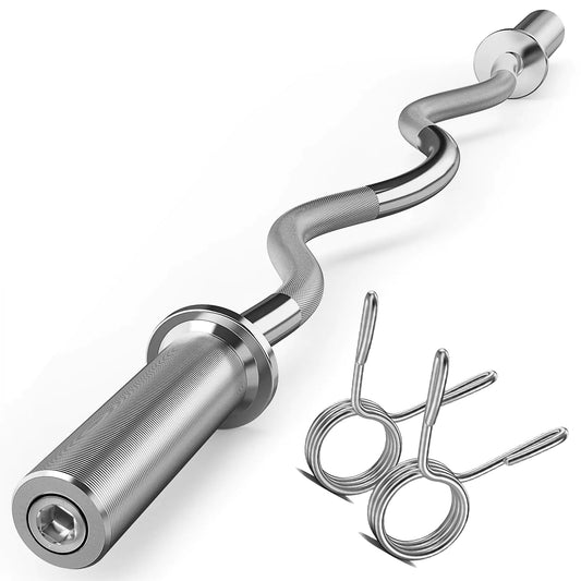 FEIERDUN 47" Olympic EZ Curl Bar - Curling Bar (360LBS Capacity)