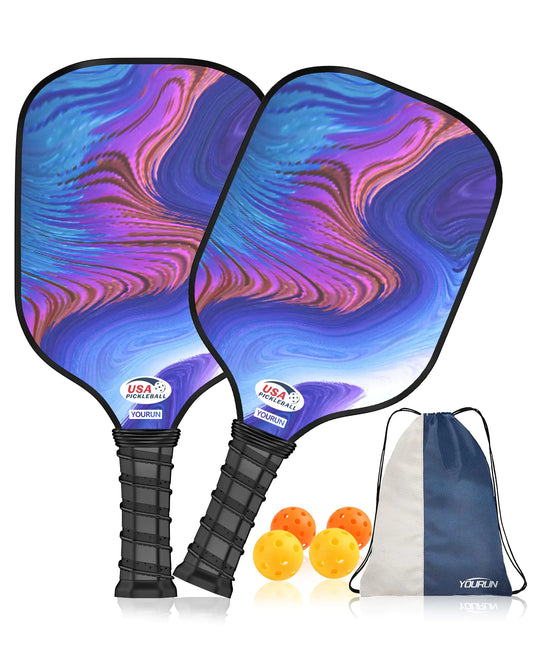 YOURUN Pickleball Paddle Pickleball Paddle Set of 2 Carbon Fiber Surface & Non-Slip Comfort Grip Lightweight Pickleball Racket Sets Pickle Ball Rackets 2 Pack for Beginners/Men/Women