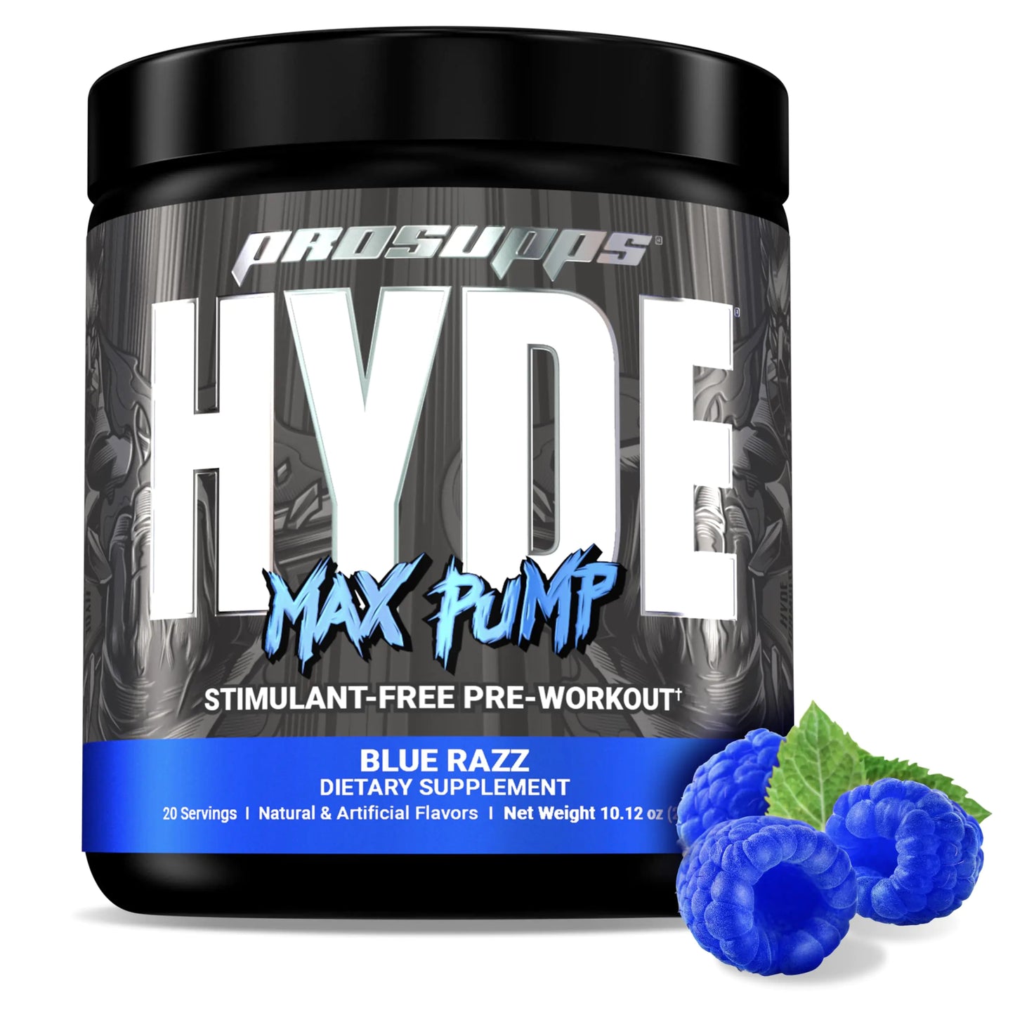 PROSUPPS Hyde Max Pump Pre Workout for Men and Women Blue Razz 20 servings