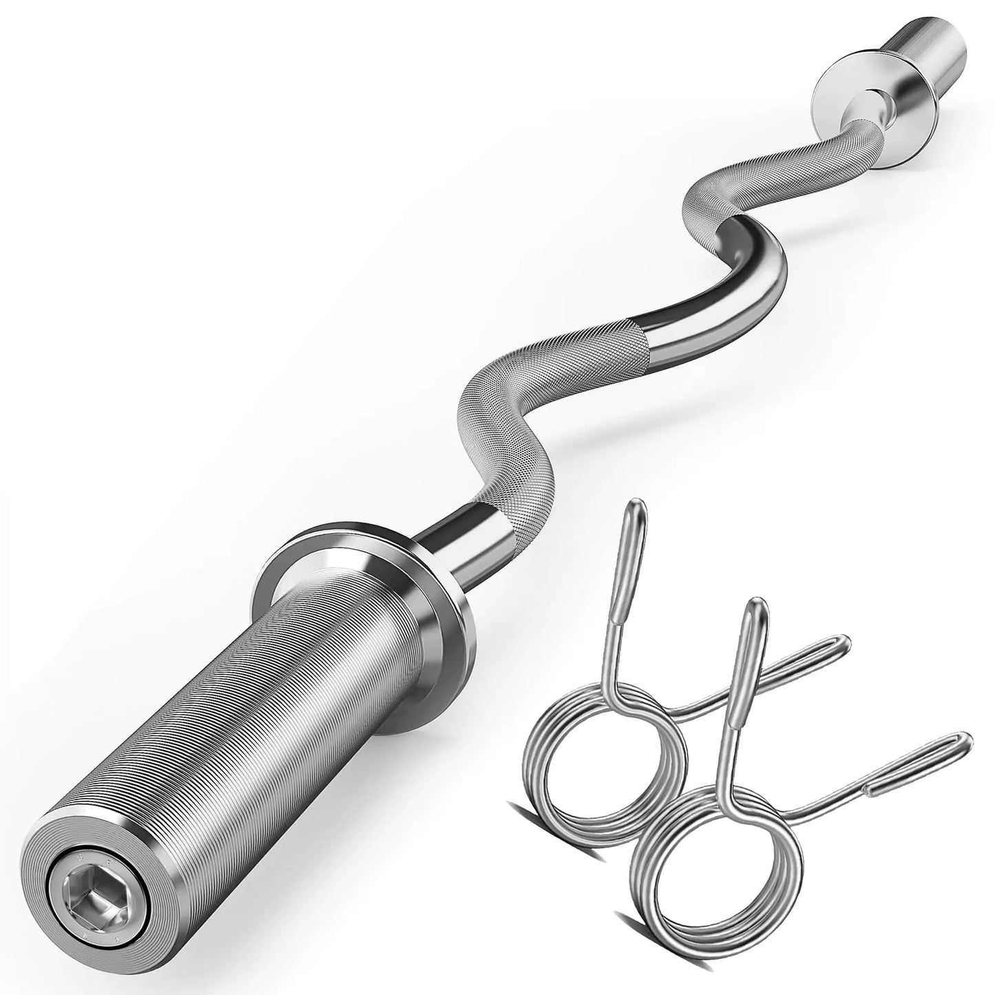 FEIERDUN 47" Olympic EZ Curl Bar - Curling Bar (360LBS Capacity)